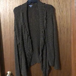 Brown Charlotte Russe fringe cardigan, size Medium